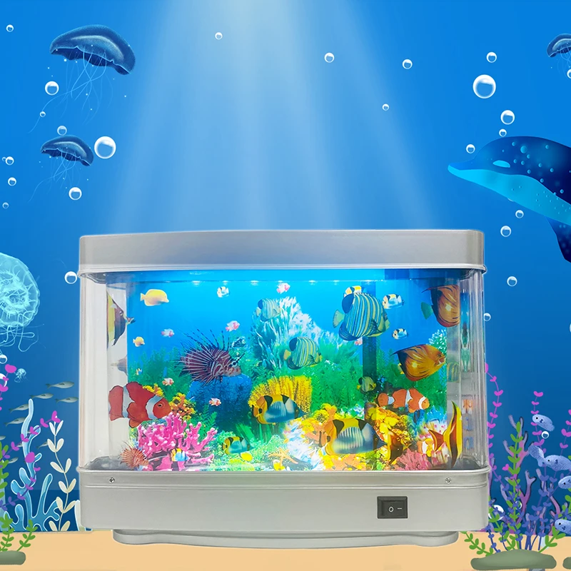 Creative Simulation Ornamental Fish Lamp ABS Plastic Ambient Light Fish Aquarium Table Top Bedroom Kids Room Decoration