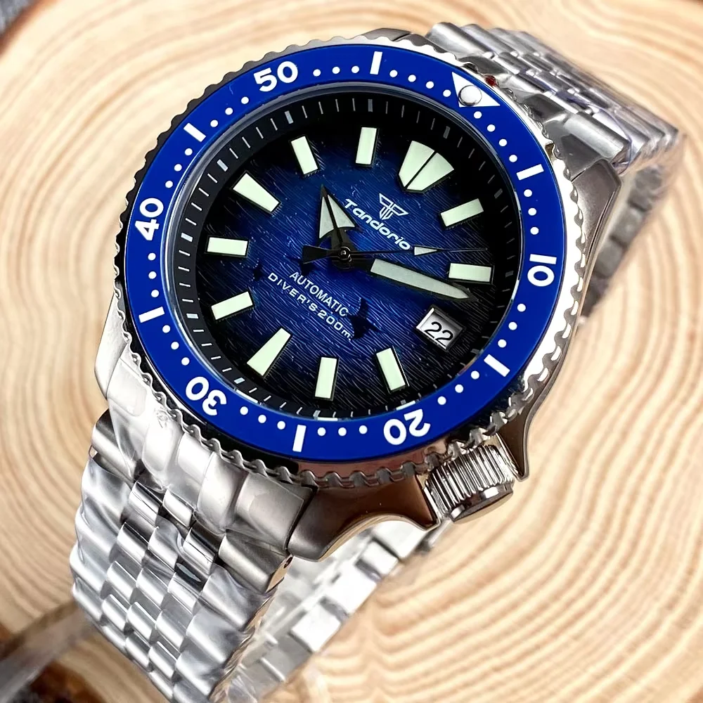 Tandorio 20ATM Diver 41mm Men‘s Watch For Japan NH35A Automatic Movement Sapphire Glass Date Dial Luminou Roating Bezel