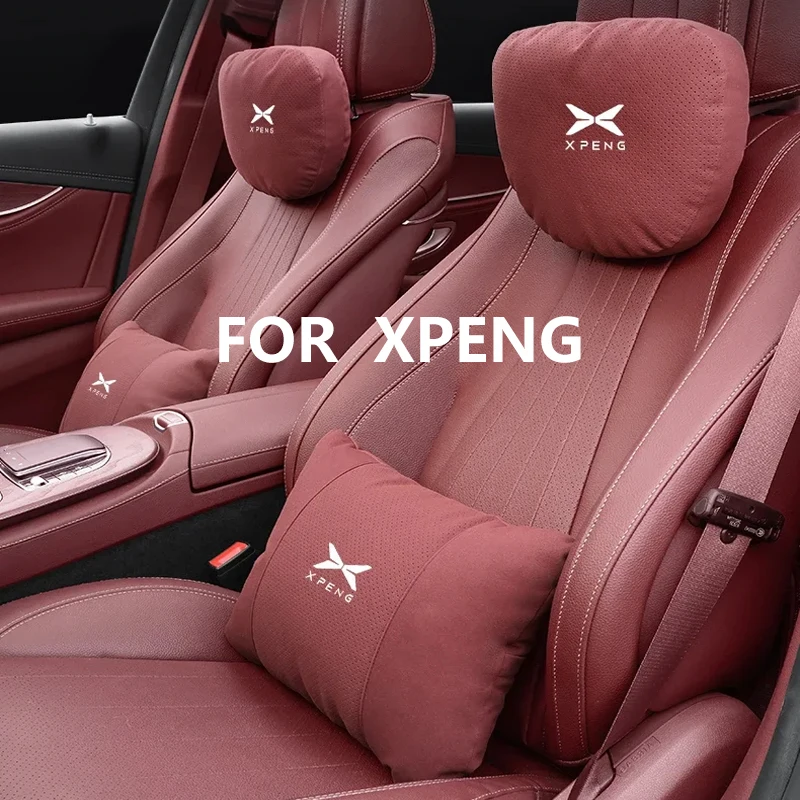 For Xpeng Xiaopeng P7 P5 G3 G9 G3i Suede Car Headrest Neck Support Seat Lumbar Cushion Breathable Soft Neck Pillow Accessories