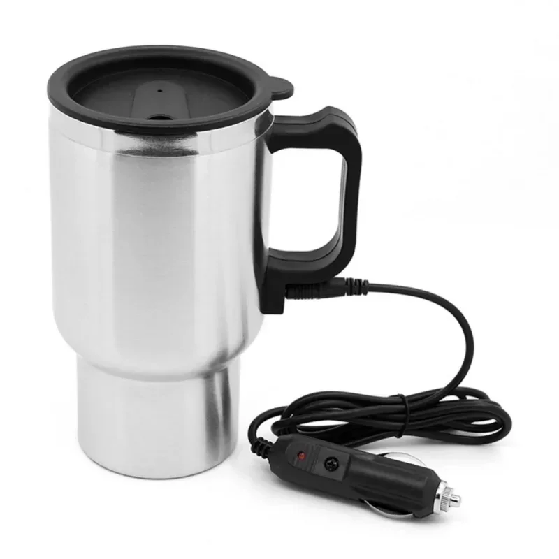 Camping Travel Kettle Water Coffee Milk Thermal Mug Vehicle Heating Cup Electric Heating Car Kettle 12V 450ml Stainless Steel