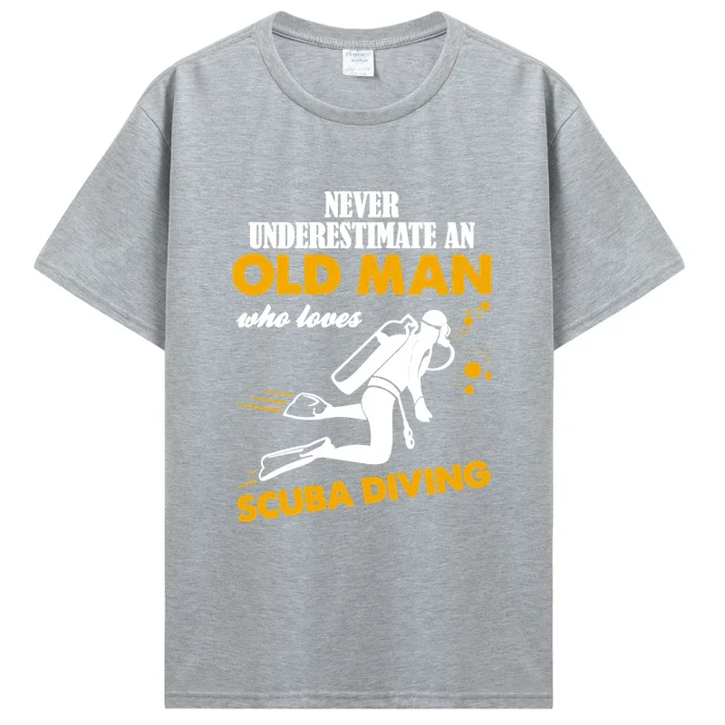 Never Underestimate An Man Who Loves Scuba Diving T-shirt Men T Shirt Short Sleeve Cotton Dive Quote Tee Diver Lover Tshirt Tee