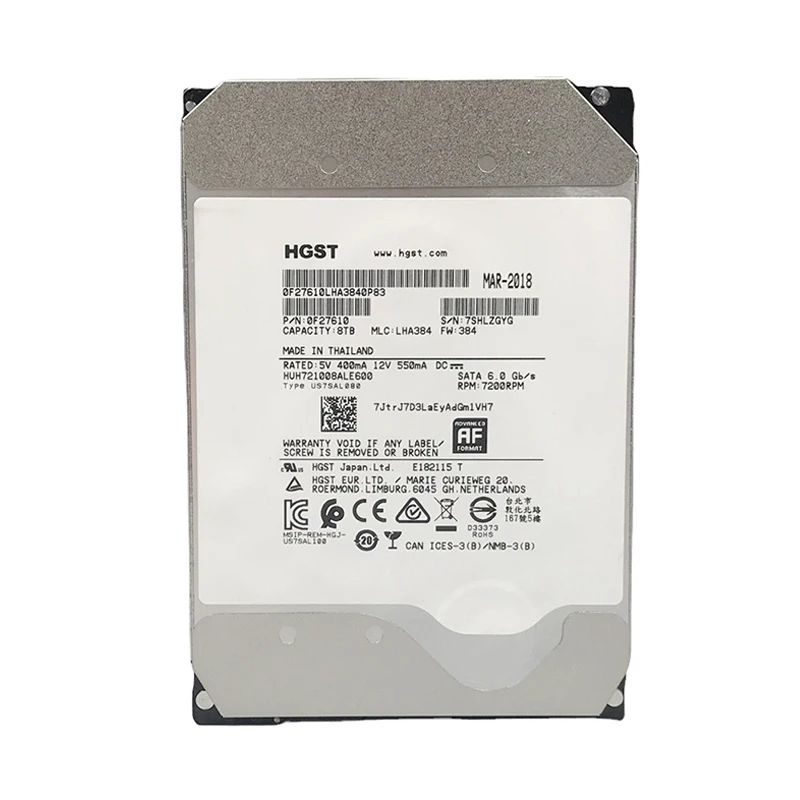 Computer Hardware And software Used Server Compatible HDD Hgst Hitachi Huh721008ale600 8t HE10 Helium 256M Enterprise Hard Disk