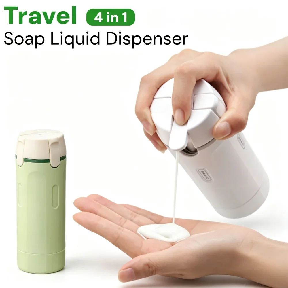 Portable Travel Lotion Dispenser Bottles 4-in-1 Toiletries Emulsion Dispenser Bottle Set for Shampoo, Body Wash Storage Bottle