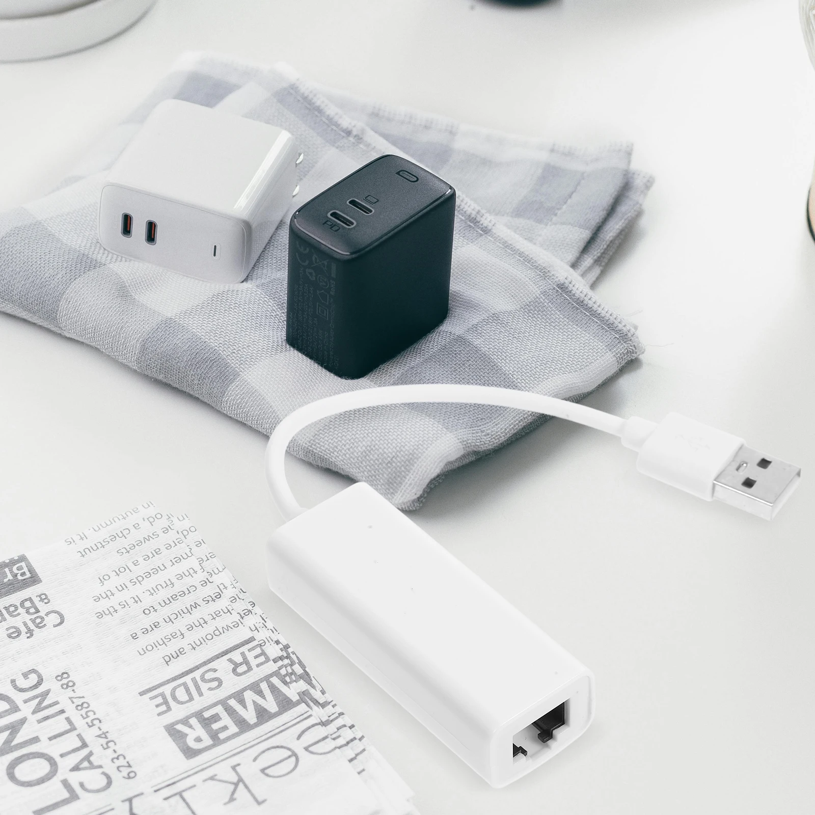 

USB Network Card Adapter 2.0 Gigabit Ethernet Converter White USB to Laptop Accessory High Speed Data Transfer Plug Play