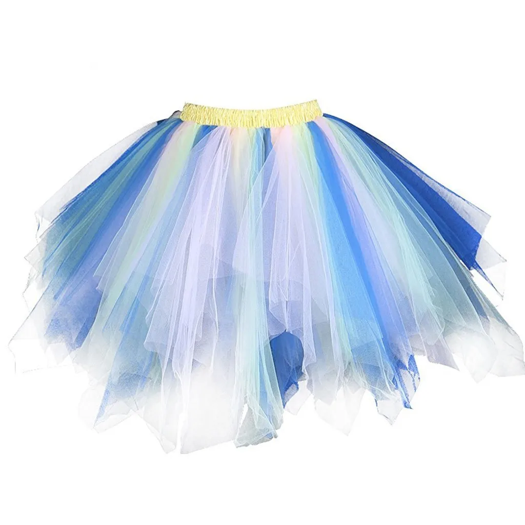 Princess Midi Fairy Tulle Skirt Pleated Dance Tutu Skirts Womens Lolita Petticoat Jupe Tulle Femme Party Puffy Skirts Adult