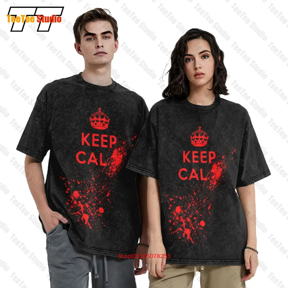 Keep Calm Blood Dead Halloween Fancy Dress Zombie Vintage Oversized T-Shirt 4OE4
