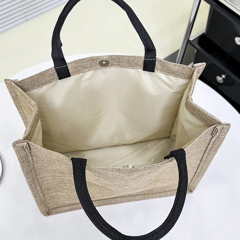 Polarshe Customized Canvas Tote Bag Linen Textured Handbag Personalized Gift Bag for Women ,Wedding,Beach,Work,Travel,Daily Use