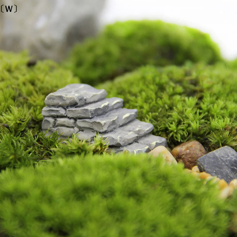 〔W〕2Pcs Artificial Simulation Stone Step Miniature For Fairy Garden Micro Landscaping DIY Home Decor Craft Accessory〔Winter1〕