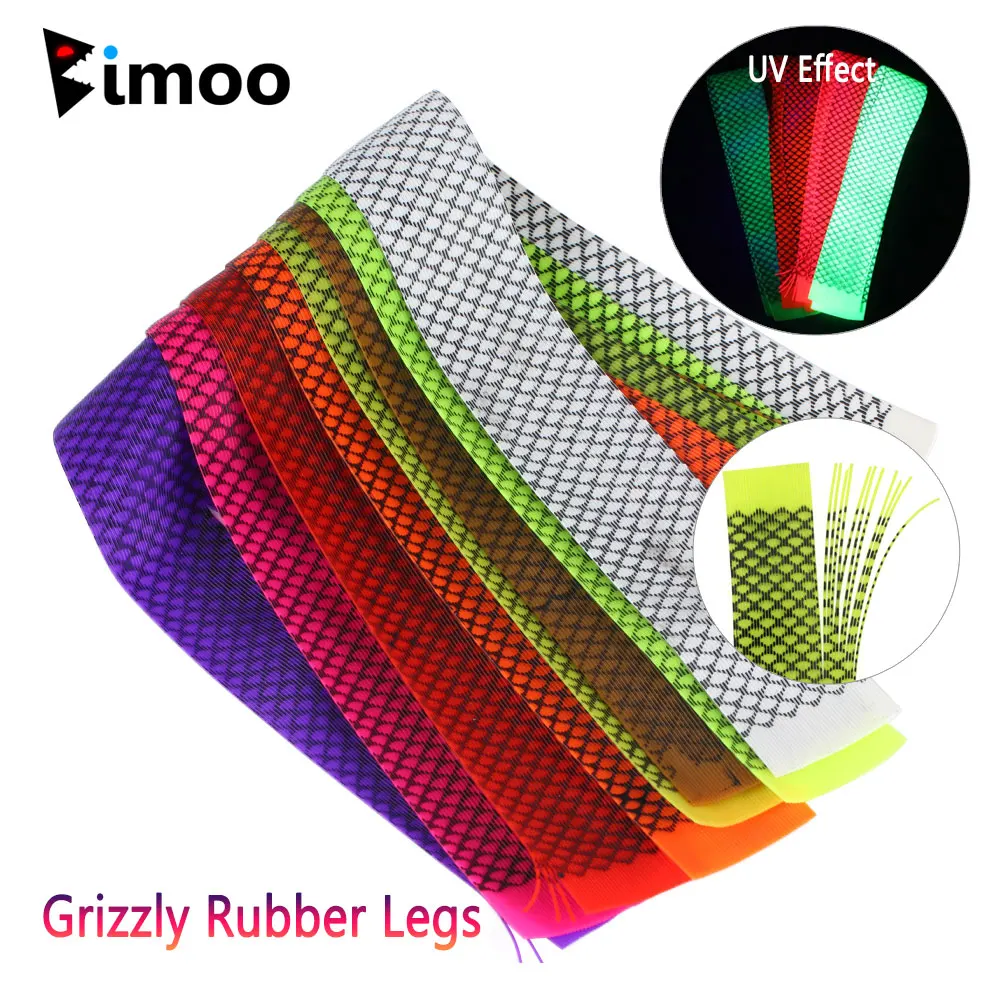 Bimoo 8 Packs 30CM Silicone Round Strings Grizzly Rubber Legs Poppers Bass Trout Fishing Bait Fly Tying Material Jig Lure Skirts