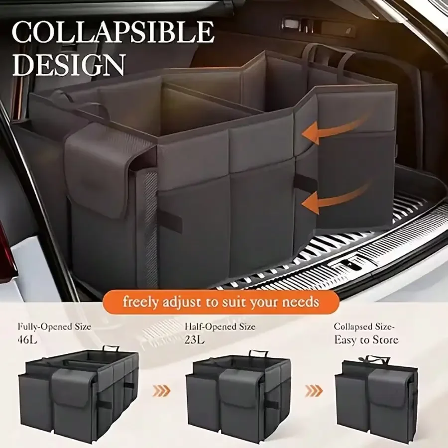 Large-Capacity, Foldable Trunk Organizer; Portable, Durable Car Storage Box; Storage Container; Car Accessories; Trunk Organization; Suitable For All Four Seasons