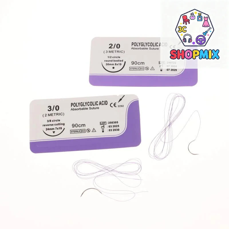 1/4PCS 90CM With Needle 2/0 3/0 4/0 Absorbable Suture Thread Pet Dog Specific Teaching Demonstrations Exercises Use