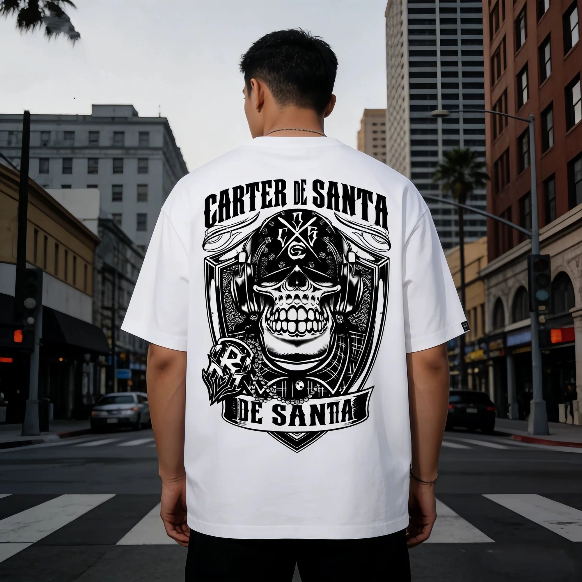 2026 American-style Street Graffiti Short-sleeved Cotton Indie Hip-hop Trendy Tees with Abstract Trend Design By A Tattoo Artist