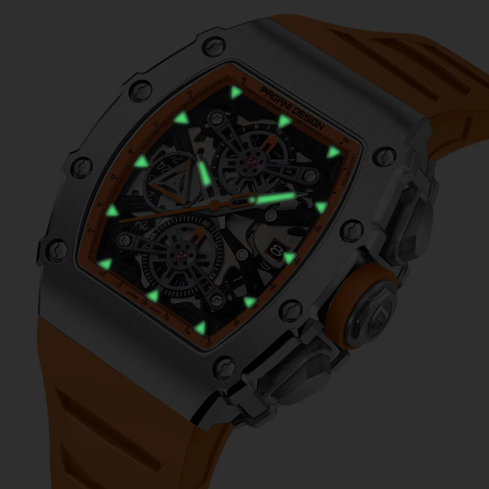 جديد PAGANI تصميم ساعة كوارتز رياضية 40 مللي متر برميل الجوف ساعة الموضة الفاخرة 40 مللي متر مضيئة الياقوت مقاوم للماء الساعات للرجل #6