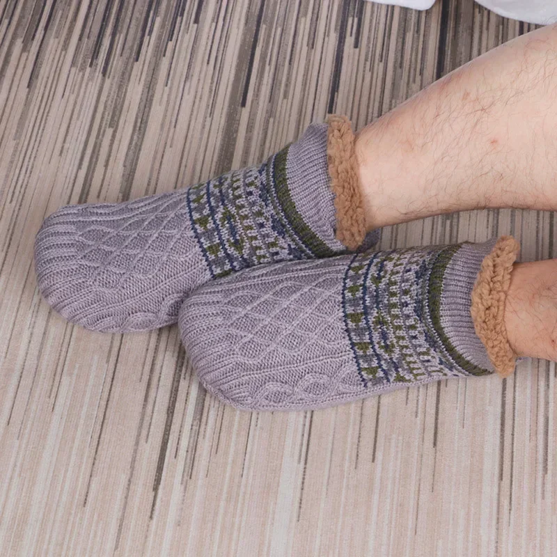 Calcetines de nieve de invierno para Hombre, Calcetines gruesos y cálidos para el hogar y el dormitorio, zapatillas para Hombre, calentador de pies