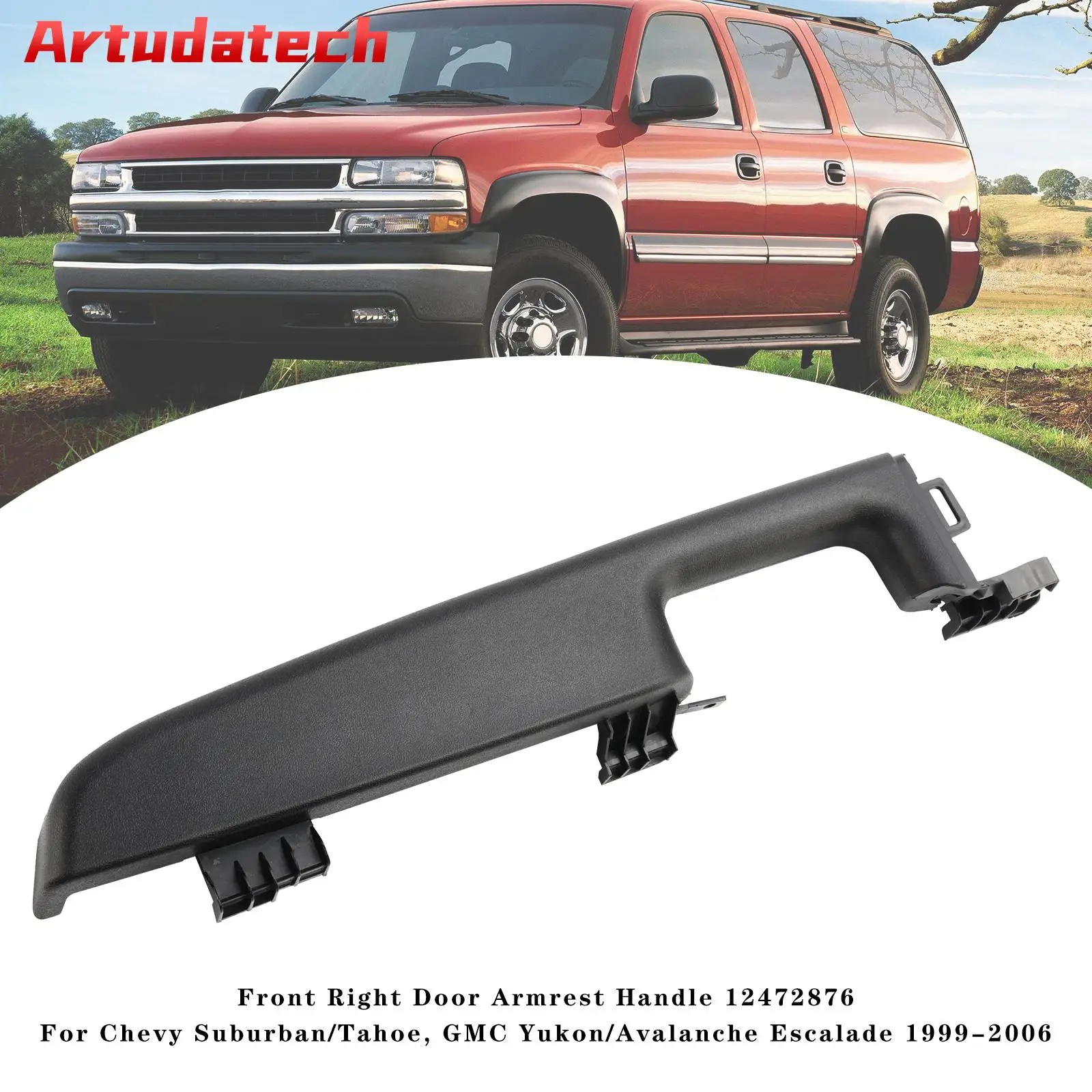 Artudatech Front Right Door Armrest Handle 12472876 For Chevy Suburban Tahoe 1999-2006