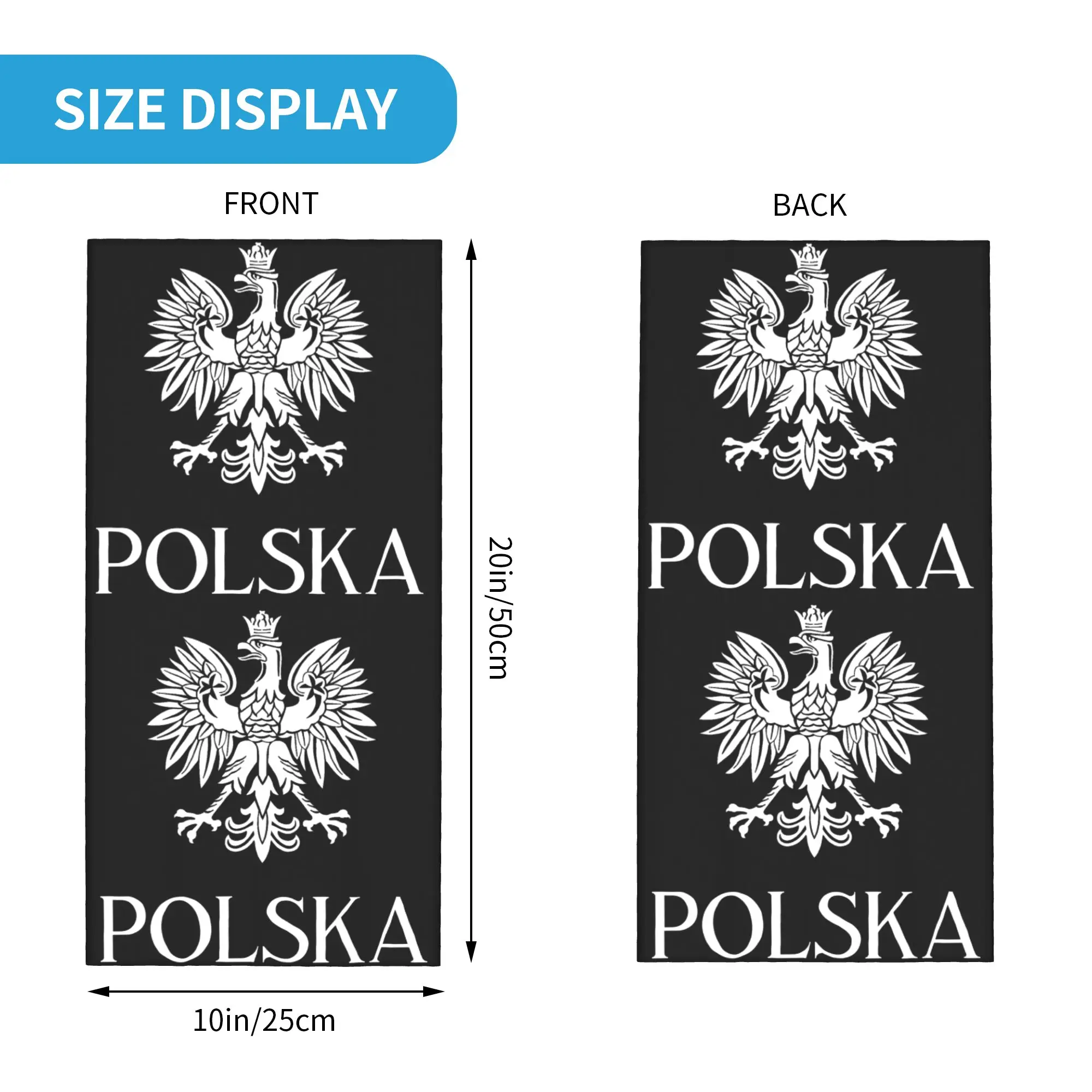 Polska Bandana Zimowa Ocieplacz na Szyję Wiatroodporny Szalik na Twarz do Narciarstwa Lewandowski Herb Polski Gaiter Opaska na Głowę — zdjęcie 2