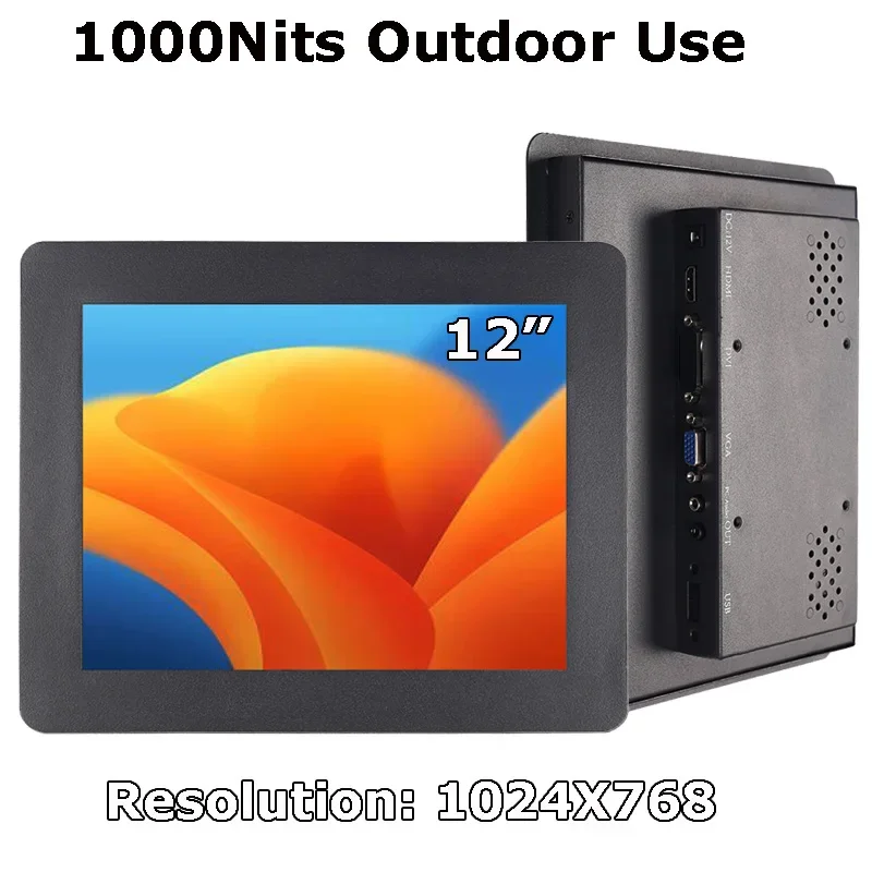 

12-дюймовый 1000 нит наружное крепление на панели промышленного класса резистивный/емкостный сенсорный монитор с интерфейсом VGA HDMI USB