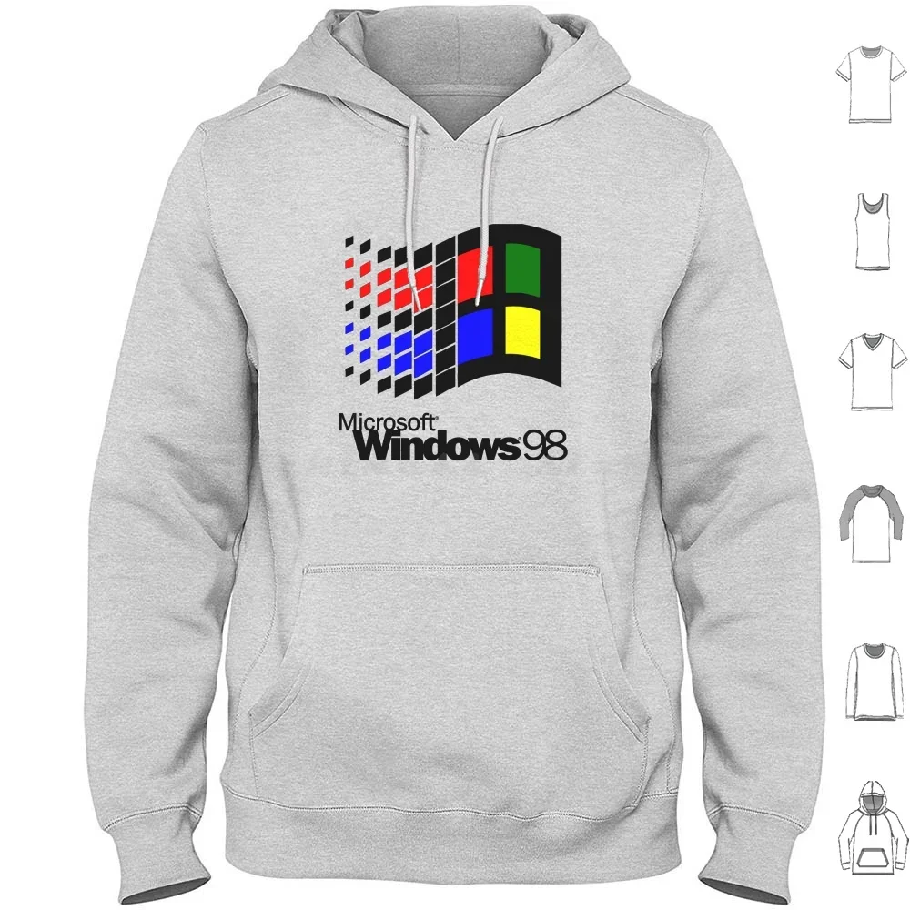 Microsoft Windows 98 Hoodie cotton Long Sleeve Dos Windows Logo 98 95 Computer