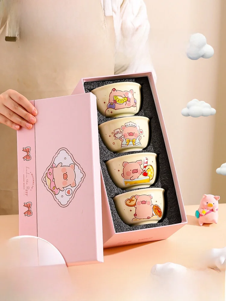 Niedliches Reisschalen-Set Lulu Pig Kollektion für den Hausgebrauch 2026 Neu Essgeschirr Geschenkbox Geburtstagsgeschenk Cerc round ape Dai