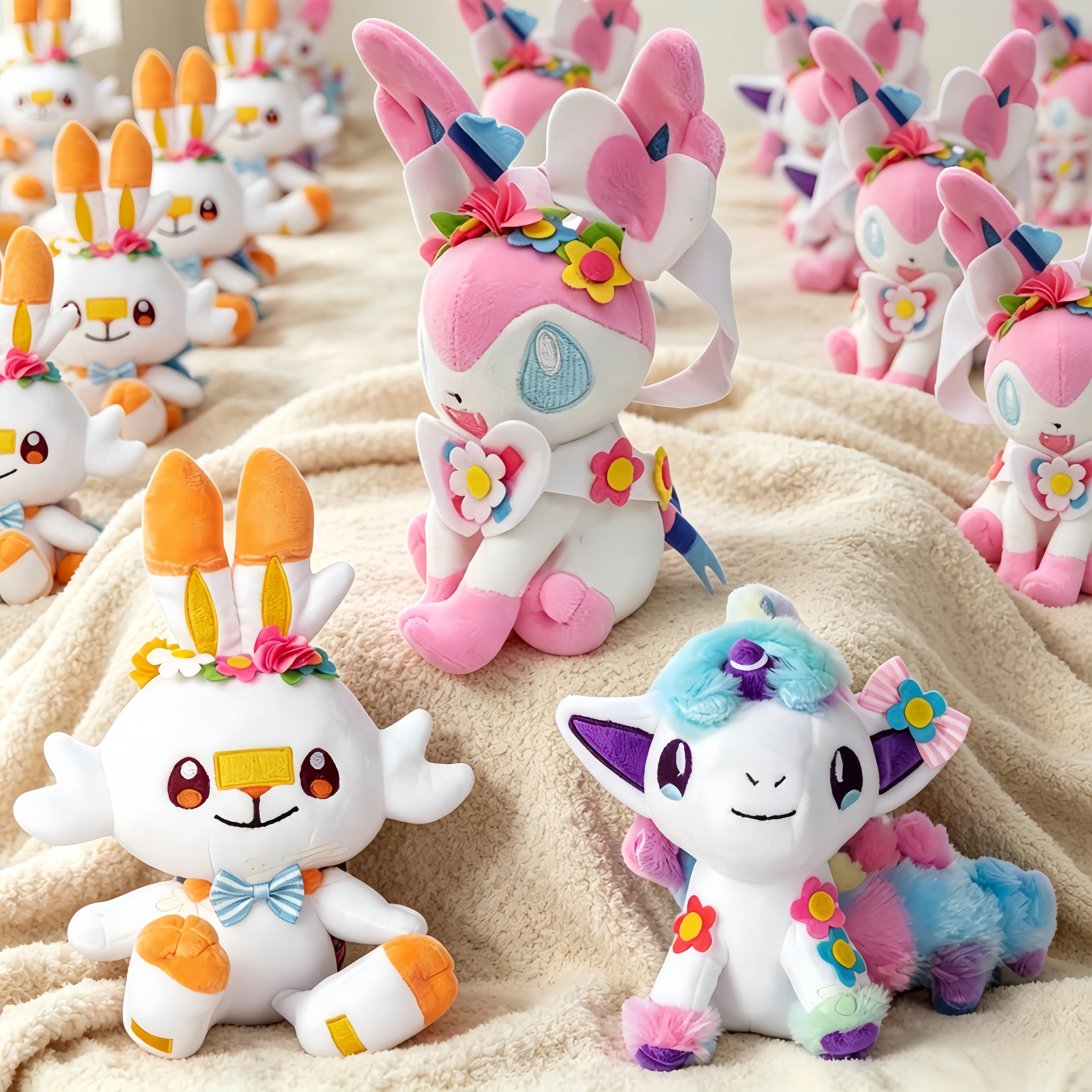 brinquedos-de-pelucia-pokemon-guirlanda-de-natal-e-pascoa-eevee-peluche-scorbunny-ponyta-galar-sylveon-figuras-de-anime-brinquedos-de-pelucia