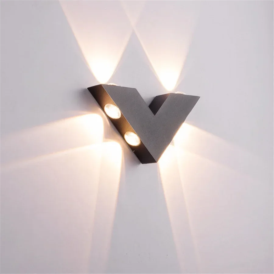 V-shaped Outdoor Waterproof LED Wall Lamps 6W Villa Porch Wall Light Corridor Aisle Staircase Balcony Wall Sconces