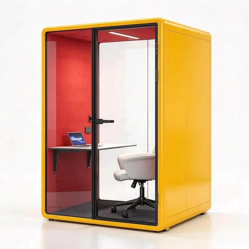 Soundproof Acoustic Work Pod Silent Glass Booth With Fresh Air System For Startup Open Office Private Workspace