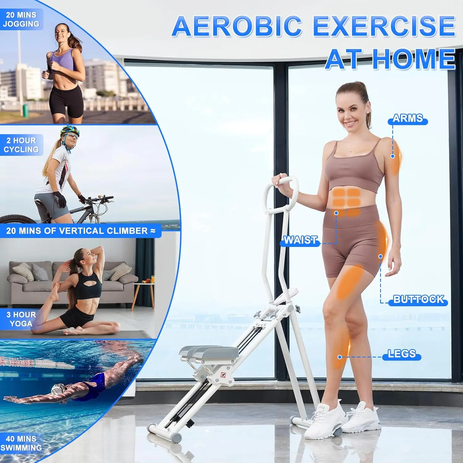 Climber Exercise Machine-Folding Vertical Cardio Exercise Climber,Stair Climber Exercise Machine for Home Gym,Full Body Workout