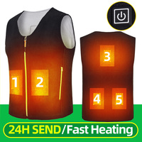 5 Areas Fleece Heated Vest Men USB Electric Heating Vest Women Smart Rechargeable Heated Jacket Outdoor Hiking Heated Clothing