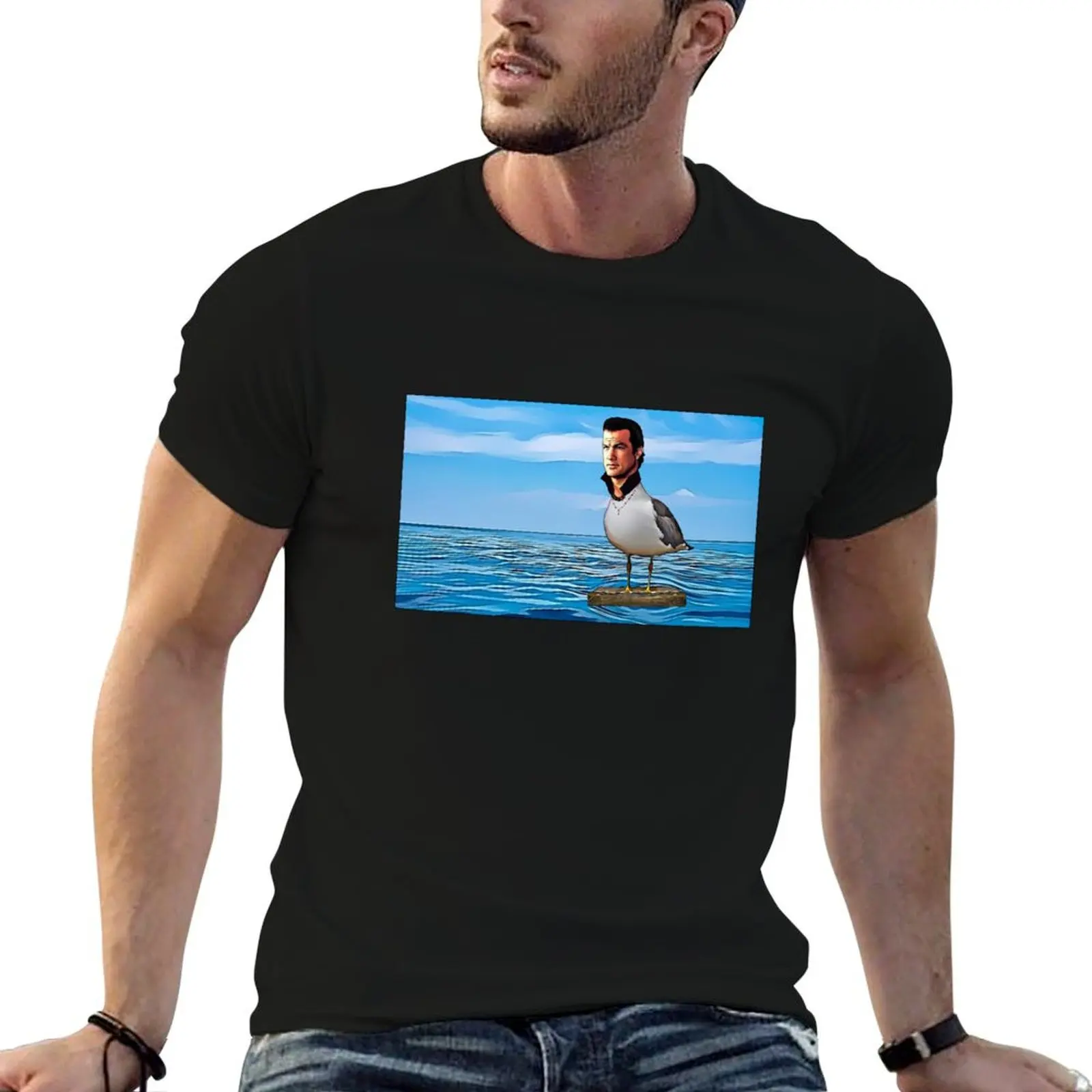 Steven Seagull at Sea T-Shirt cute tops Short sleeve tee mens fashion