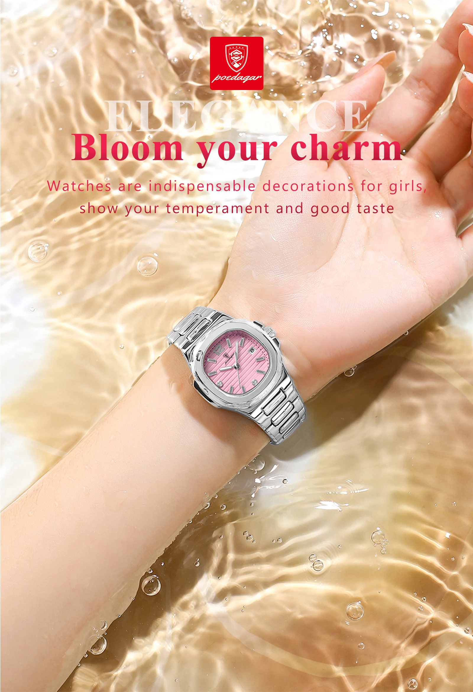 POEDAGAR Platz Mode Frau Armbanduhr Leuchtende Wasserdichte Datum Damen Uhr Luxus Hohe Qualität Quarz frauen Uhren Reloj – Detail 9