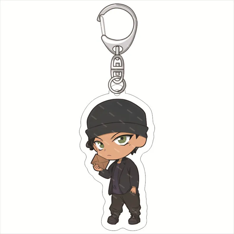 Cartoon Detective Conan Keychain Conan Edogawa Haibara Ai Mouri Ran Cosplay Q Version Figures Acrylic Pendant Key Chain Japanese