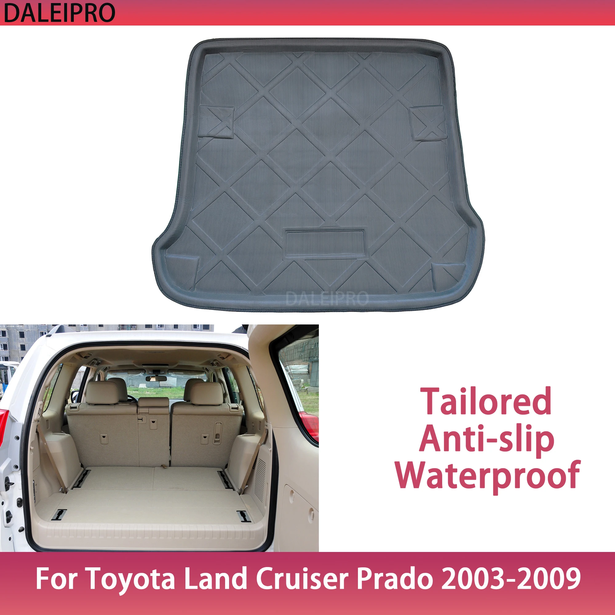 Tailored Rear Trunk Mat For Toyota Land Cruiser Prado J120 2003 2004 2005 2006-2009 Cargo Liner Boot Floor Tray 3D  Accessories