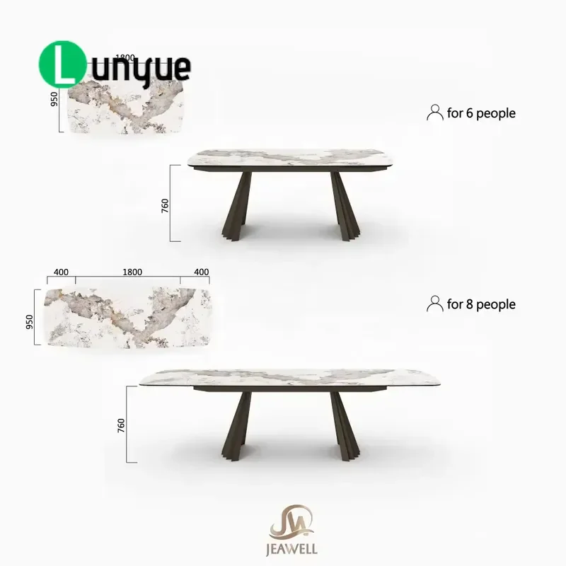 Luxury Marble Dining Table Set for 6 People European Oval Top Golden Metal Legs Elegant Design Suitable for Family Restaurant