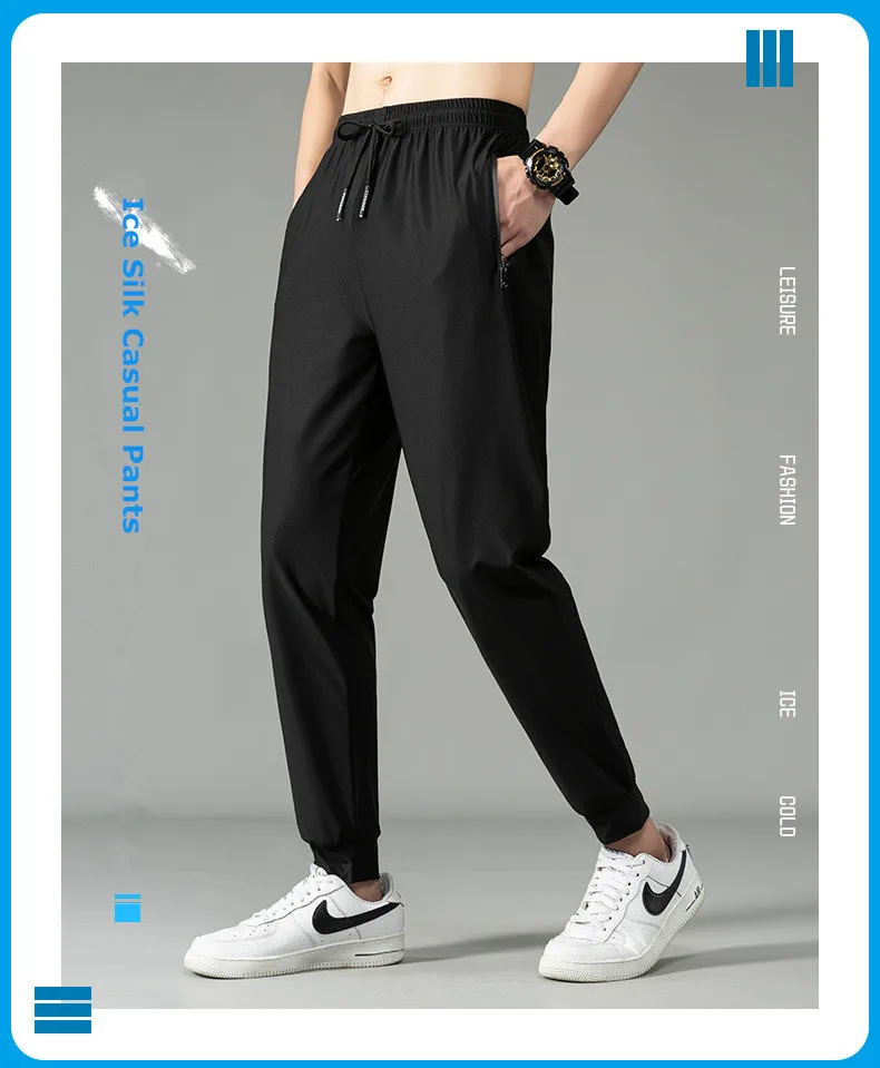 Xiaomi YOUPIN Men Ice Silk Quick-Drying Pants Summer Skin-Friendly Breathable Ice Cool Thin Casual Sports straight cropped Pants