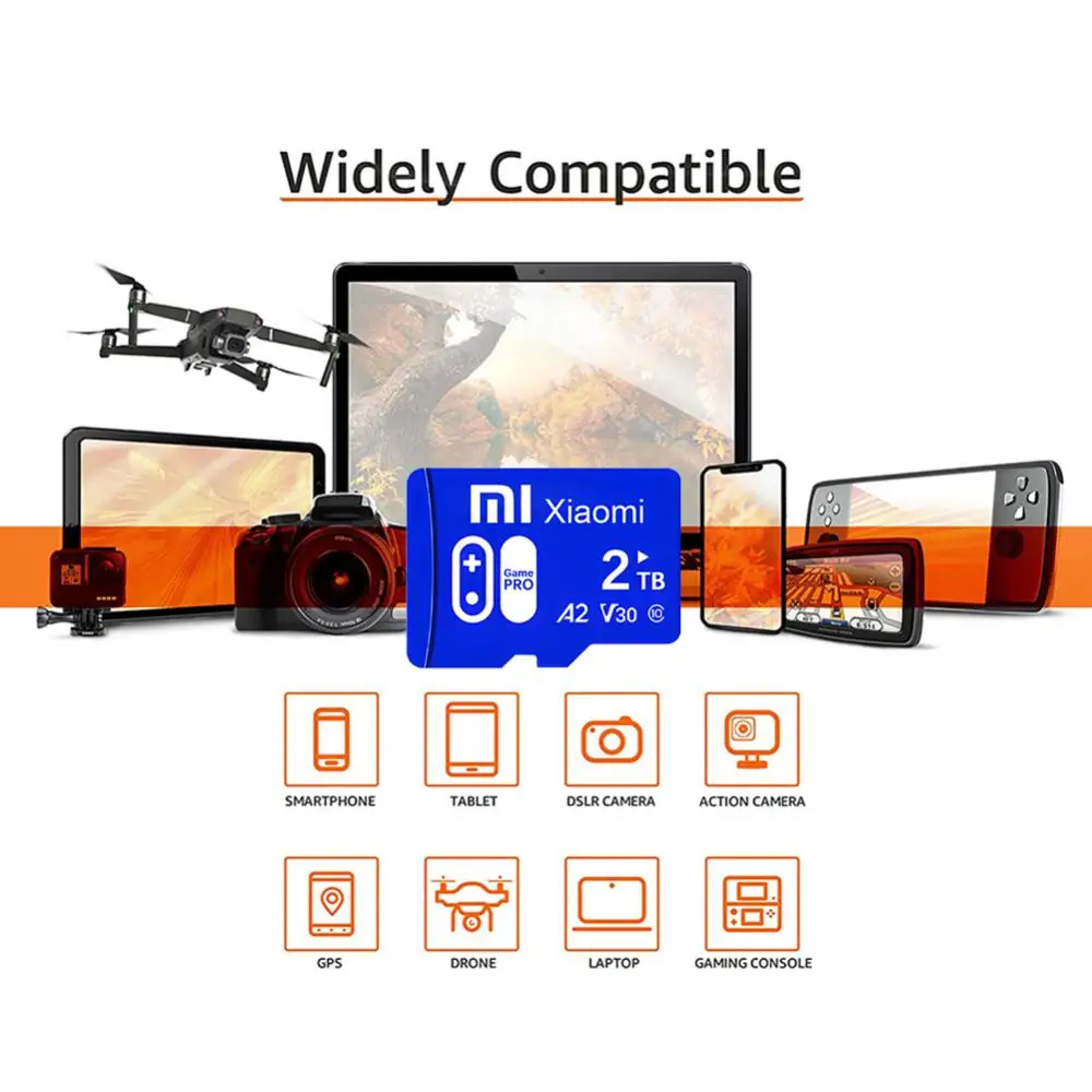 Mijia Xiaomi 2TB 1TB SD Memory Card 128GB 256GB Micro TF/SD Card 512GB High Speed Class 10 SD/TF Flash Card For Tablet PC Camera