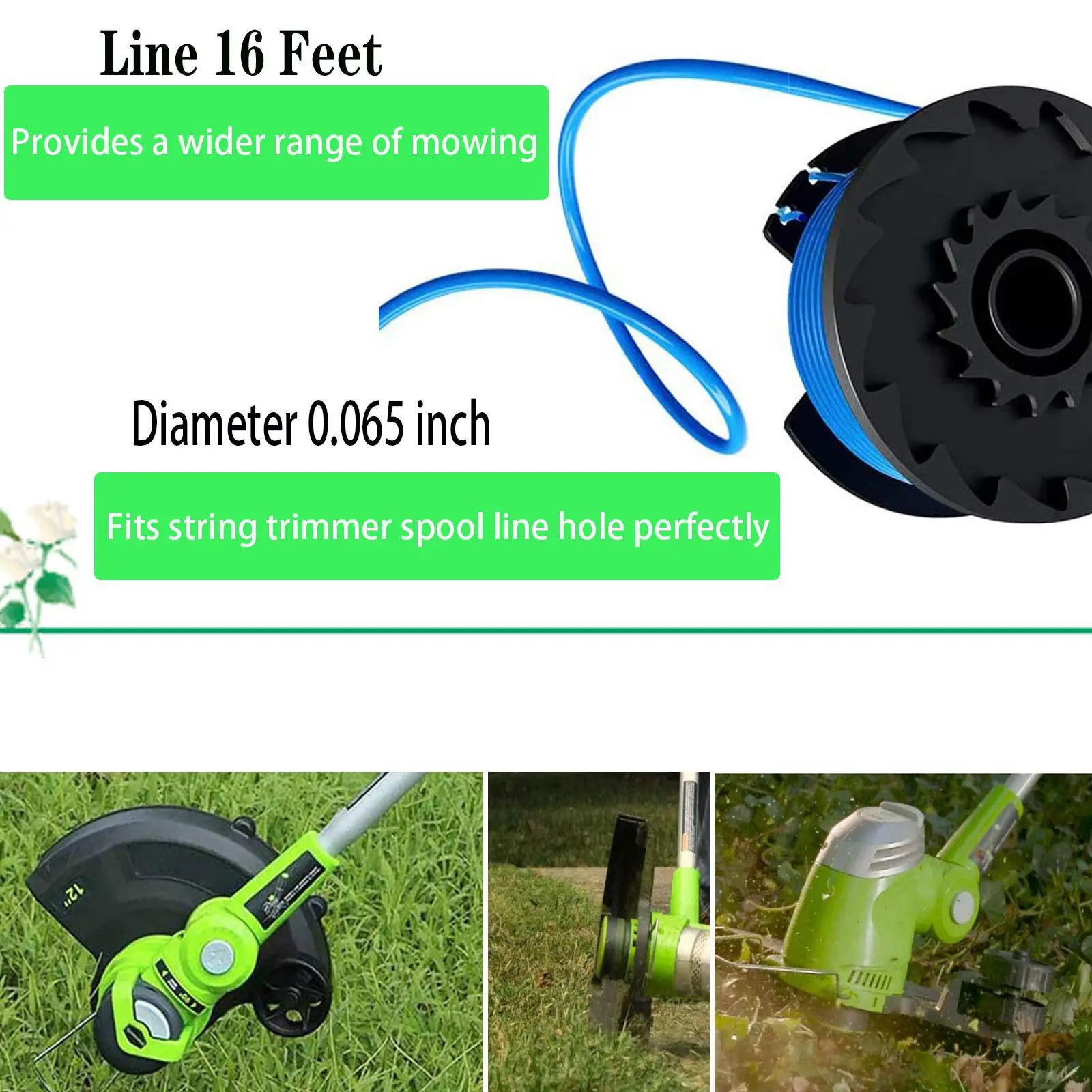 Tools 29252 29092 String Trimmer Replacement Spool Line for Greenworks 24V 40V 80V Weed Eater Cordless Trimmer(8 Spool, 2 Cap)