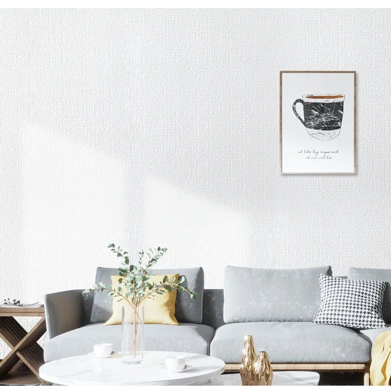 50cmX2.8M/10m Linen 3D Foam Self-adhesive Solid Color PVC Thickened Waterproof Background Wall Renovation Wallpaper Wall Sticker