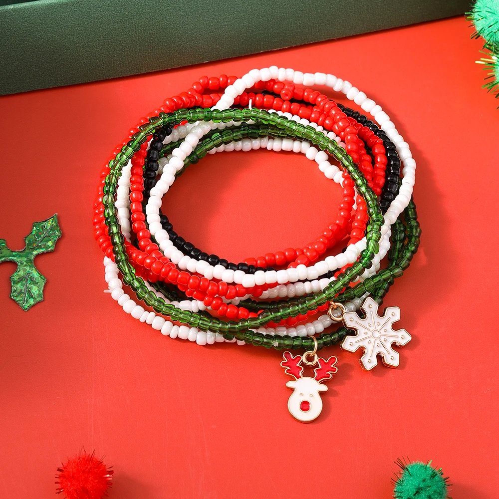 Aihua Neue 10 teile/los Weihnachten Armbänder für Frauen Mädchen Santa Claus Deer Glocke Weihnachten Baum Armband Charme Armreif Schmuck Geschenke – Detail 7