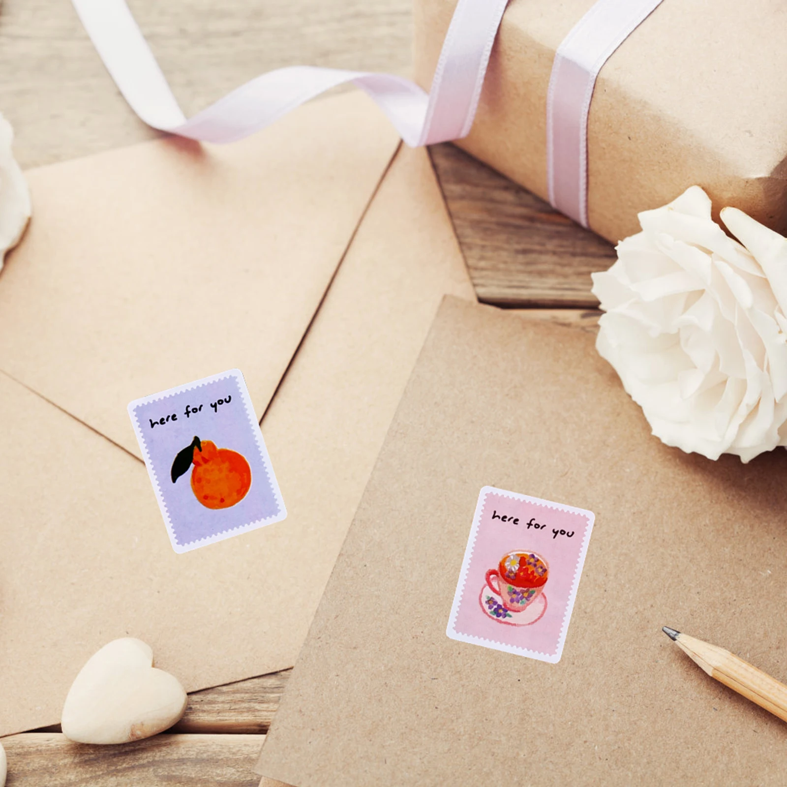 Clothing Flower Stickers Gourmet Fruit Sealing Paste Gift Box Decoration DIY & Office Supplies Decorative Stickers 200pcs/Roll