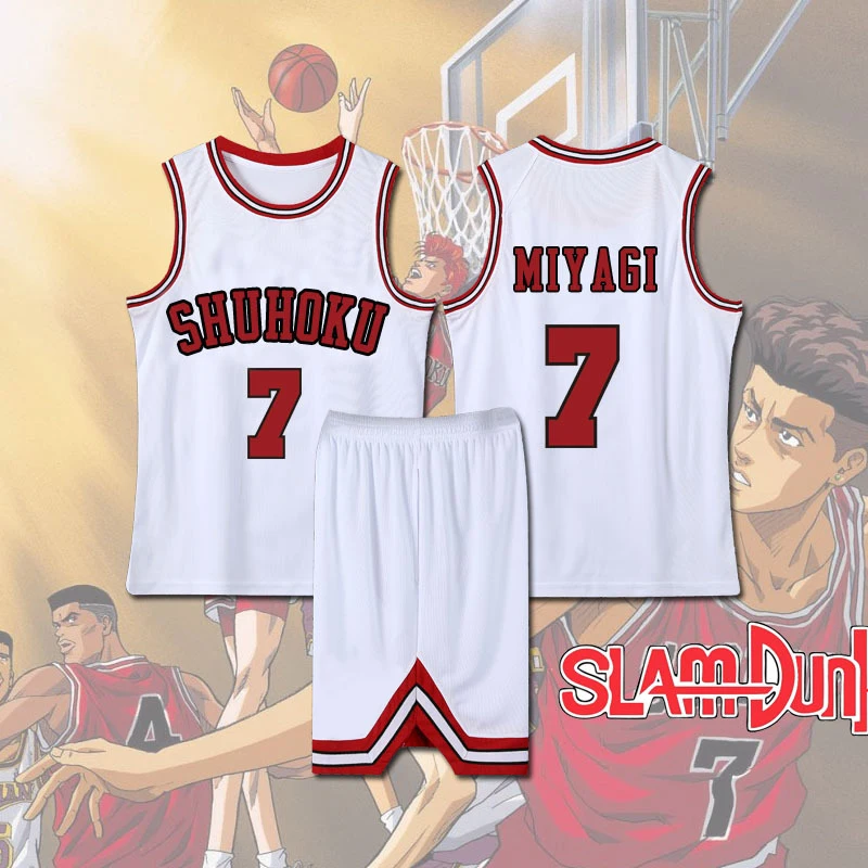 Anime Sakuragi Hanamichi Cosplay Slam Dunk Jersey Shohoku szkoła koszykówka Uniform dla drużyny odzież sportowa Kaede Rukawa przebranie na karnawał