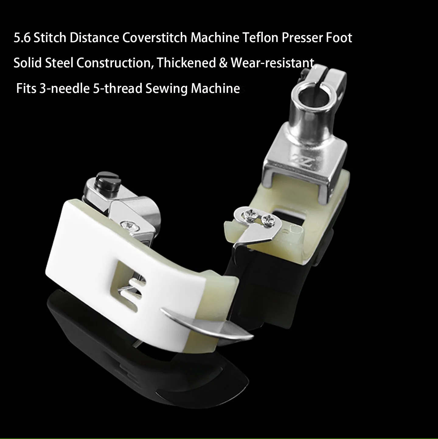 .6mm Stitch Distance Teflon Coverstitch Presser Foot, Double Layer Anti-Scratch Teflon Sole Plate Solid Electroplated Steel Shan