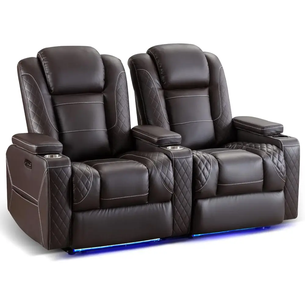 

Home Theater Recliner Chair - Power Recliner Soa Chair with Adjustable rest aux Leather Reclining Chair with USB/Storage/LED Lig