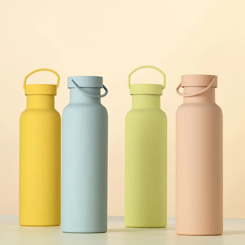 600ml Double-Layer Stainless Steel Sports Vacuum Flasks With Handle For Car Camping,Portable Water Bottle,Business Thermos Cup