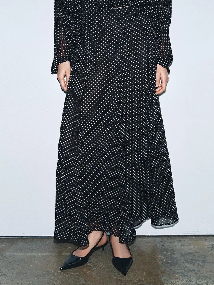 Winter 2025 New Women's irt Polka Dot Long Skirt mid Waist Stage Costume Ethnic Faion Ladies' Premium Clothing