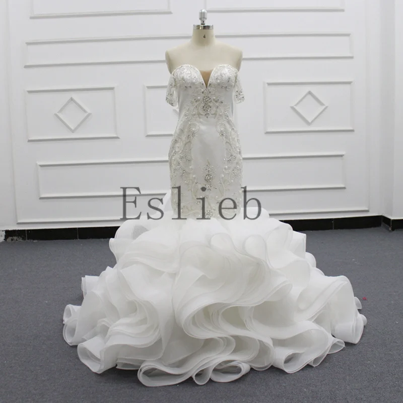 

Eslieb New Arrival 2024 High Custom made Wedding dress lace up back strapless Sleeveless Floor-Length Mermaid wedding dresses