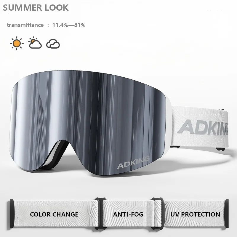 Luxury Color Changing Anti Fog Ski Goggles UV Resistant Myopia Glasses Compatible Unisex Light Weight Snow Sports Safety Goggles