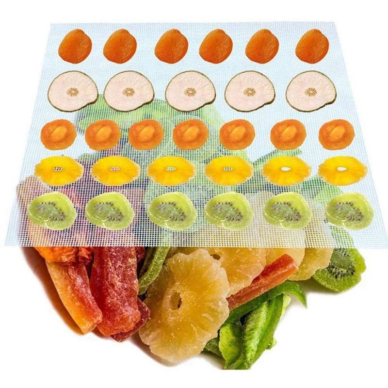 40PCS Non Stick Silicone Dehydrator Sheets, 14 X 14 Inch Bread Silicone Screen Mesh Mat For Fruit Dryer Dumpling