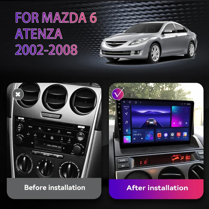 Android 12 jednostka główna dla Mazda 6 Atenza 2002-2008 Auto Carplay GPS DSP IPS QLED ekran dotykowy Radio samochodowe multimedialny odtwarzacz