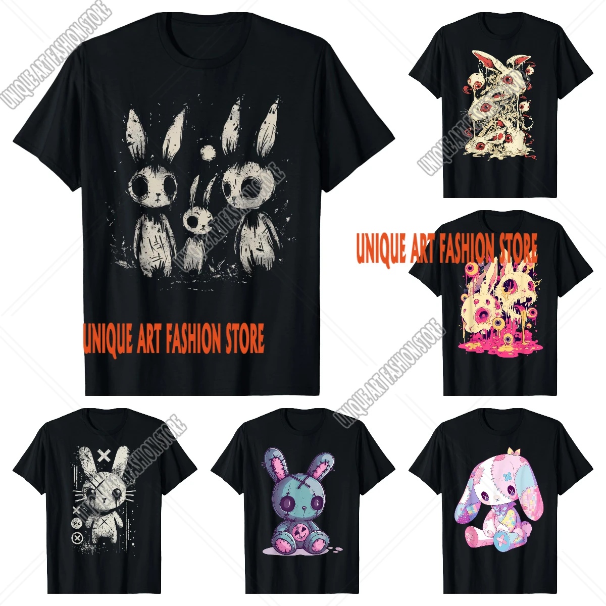 Creepy Cute Bunny Rabbits Horror Goth Grunge Aesthetic T-Shirt Goth Grunge  Alternative Fashion Lovers Perfect Gift