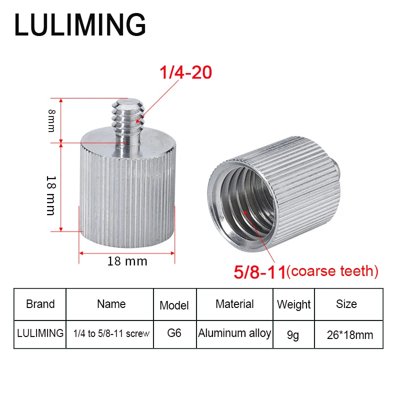 Conversion Screw 5/8-11 to 1/4 3/8 Fared Laser Level Adapter Tripod Thread Adapter Camera Ballhead Photography Accessories